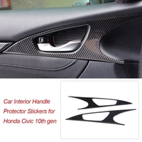 Garniture de couverture de poignée de porte de voiture en Fiber de carbone garde de protection contre les rayures poignée intérieure de protection autocollants de remplacement pour Honda Civic 10th gen 2016-2020
