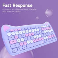 GEEZER 2.4G clavier sans fil souris Combo 84 touches clavier à Membrane souris ergonomique 3 vitesses réglable DPI apparence mignonne