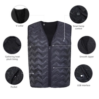 Gilet chauffant Rechargeable Intelligent Thermostat gilet col en V col étanche lavable auto réguler gilet d
