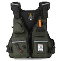 Gilet de flottabilité de veste de pêche à la mouche multi-poches avec porte-bouteille d