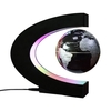Globe flottant avec base multicolore LED Creative 4 pouces en forme de C anti-gravité Lévitation magnétique carte du monde rotative pour enfants cadeau décoration de bureau à domicile enseignement démo