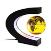 Globe flottant avec base multicolore LED Creative 4 pouces en forme de C anti-gravité Lévitation magnétique carte du monde rotative pour enfants cadeau décoration de bureau à domicile enseignement démo