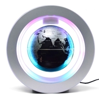 Globe flottant avec base multicolore LED Creative 6 pouces anti-gravité magnétique lévitation carte du monde rotative pour enfants cadeau bureau à domicile décoration de bureau enseignement démo