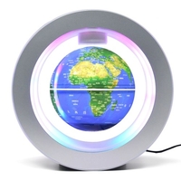 Globe flottant avec base multicolore LED Creative 6 pouces anti-gravité magnétique lévitation carte du monde rotative pour enfants cadeau bureau à domicile décoration de bureau enseignement démo