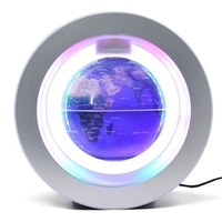 Globe flottant avec base multicolore LED Creative 6 pouces anti-gravité magnétique lévitation carte du monde rotative pour enfants cadeau bureau à domicile décoration de bureau enseignement démo