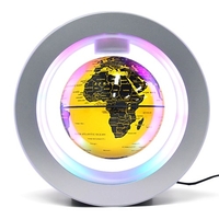 Globe flottant avec base multicolore LED Creative 6 pouces anti-gravité magnétique lévitation carte du monde rotative pour enfants cadeau bureau à domicile décoration de bureau enseignement démo