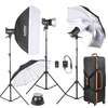 Godox SK300-D 3 * Kit 300ws Studio Photo Strobe Flash Light avec 3 * Lumière Support / 1 * Softbox / 1 * Réflecteur Umbrella / 1 * Doux Umbrella / 1 * Déclencheur Flash / 2 * Lamp Shade / 1 * Sac de transport sur roues