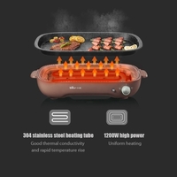 Gril électrique Bear DKL-D12M6 1200W Grill intérieur Gril de barbecue antiadhésif compact et portable avec plaque amovible