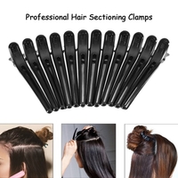 Grip 12pcs Noirs Cheveux Clips coiffure sectionnant coupe Grip Pinces en plastique Salon Professionnel Coiffure Clips