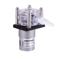 GROTHEN DC 12V Pompe péristaltique avec tube en silicone Pompe à eau liquide à haut débit Dosage Pompe à vide Auto-amorçante Anti-corrosion Débit réglable pour laboratoire d