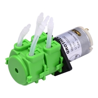 GROTHEN Pompe péristaltique à haut débit Double tête DC 12V / 24V Pompe doseuse Pompe auto-amorçante liquide à eau avec tube en silicone de qualité alimentaire Micro-circulateur pour analyse chimique en laboratoire d