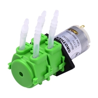 GROTHEN Pompe péristaltique à haut débit Double tête DC 12V / 24V Pompe doseuse Pompe auto-amorçante liquide à eau avec tube en silicone de qualité alimentaire Micro-circulateur pour analyse chimique en laboratoire d