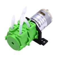 GROTHEN Pompe péristaltique Double tête DC 12V / 24V Pompe doseuse Micro-circulatrice Pompe auto-amorçante à eau silencieuse avec tube en silicone de qualité alimentaire pour analyse chimique en laboratoire d