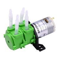 GROTHEN Pompe péristaltique Double tête DC 12V / 24V Pompe doseuse Micro-circulatrice Pompe auto-amorçante à eau silencieuse avec tube en silicone de qualité alimentaire pour analyse chimique en laboratoire d