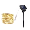 Guirlande de lampes solaires en cuivre Lampe décorative à LED de Noël Guirlande lumineuse en étoile en cuivre Guirlande lumineuse 8 modes de fonction 100/200/300/400 LED Blanc/Blanc chaud/Mixcolor/Bleu Couleur de la lumière