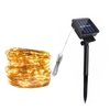 Guirlande de lampes solaires en cuivre Lampe décorative à LED de Noël Guirlande lumineuse en étoile en cuivre Guirlande lumineuse 8 modes de fonction 100/200/300/400 LED Blanc/Blanc chaud/Mixcolor/Bleu Couleur de la lumière