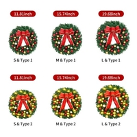 Guirlande de Noël avec 10ft 20LED Guirlande Lumineuse Noeud Boules 16 Pouces Joyeux Noël Guirlande Suspendue Guirlande Artificielle pour Porte D