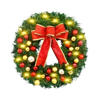 Guirlande de Noël avec 13ft 30LED String Light Bow Knot Balls 20 pouces Joyeux Noël Guirlande Suspendue Guirlande Artificielle pour Porte D