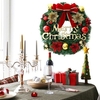 Guirlande de Noël avec nœud papillon fausses boules de fleurs 12 pouces joyeux Noël guirlande suspendue guirlande artificielle pour porte d
