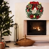 Guirlande de Noël avec nœud papillon fausses boules de fleurs 16 pouces joyeux Noël guirlande suspendue guirlande artificielle pour porte d