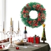 Guirlande de Noël de 16 pouces avec pommes de pin fruits rouges joyeux Noël guirlande suspendue guirlande artificielle pour porte d
