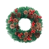 Guirlande de Noël de 20 pouces avec des pommes de pin fruits rouges joyeux Noël guirlande suspendue guirlande artificielle pour la décoration de fête de mur de porte d
