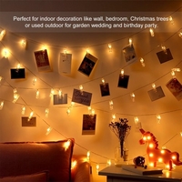 Guirlande féerique blanche chaude alimentée par batterie 20leds 2.2M / 7.22FT avec des agrafes de photo pour accrocher des cartes de cartes dans la partie de chambre à coucher de salon