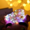Guirlande lumineuse USB multicolore de 5 m avec boîtier de batterie Luminosité constante 50 perles de lampe fil de cuivre décoration romantique
