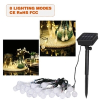 Guirlande solaire 19.7ft Lumière de corde de goutte d