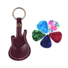 Guitare en cuir prend Holder Case sac de forme de guitare avec porte-clés 5pcs Celluloid Guitar Picks String Instrument Accessoires