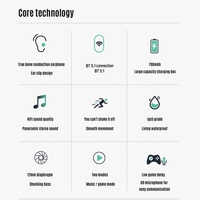 GW1 True Casque sans fil Casque à conduction osseuse BT5.1 Musique Écouteur Sports de plein air Casque avec microphone Boîte de charge