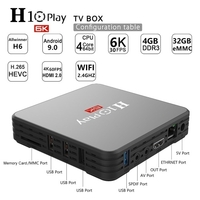 H10 PLAY Smart TV Box Android 9.0 Allwinner H6 Cortex-A53 Quad Core 64 bits 4 Go de RAM / 32 Go de ROM 2.4G WiFi Prise en charge Carte TF H.265 Décodage 6K HD Media Player Set