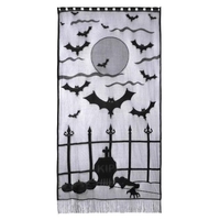 Halloween Elements Spooky Pattern Table Cloth Black Lace Family Halloween Party Scene Decoration