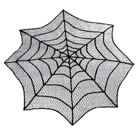Halloween Elements Spooky Pattern Table Cloth Black Lace Family Halloween Party Scene Decoration