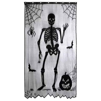 Halloween Elements Spooky Pattern Table Cloth Black Lace Family Halloween Party Scene Decoration