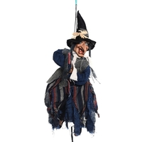Halloween Sorcière Suspendue Effrayant Effrayant Volant Hurlant Sorcière Commande Tactile Avec Ornement De Lumière LED Rouge Cadeau Halloween pour Intérieur Extérieur Halloween Party Bar Festivals Décoration
