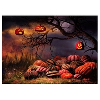 Halloween Thème Photographie Fond Portrait Photographie Décors avec Motif Citrouille Accessoires de Studio Photo pour Portrait Photos Décoration de Fête,  Taille 2.1 * 1.5 m/7 * 5ft
