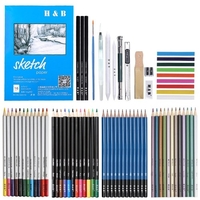 H&B 74pcs / set Kit de dessin professionnel Crayons à croquis Art Croquis Fournitures de peinture avec sac de transport