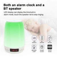 Haut-parleur sans fil BT5.1 Lampe tactile Veilleuse colorée Réveil Affichage de l