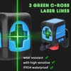 Haute luminosité portable 2 lignes vertes niveau laser lignes horizontales verticales 4 ° fonction d