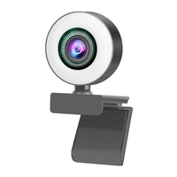 HD 1080P Full Webcam AF Web Camera Built in Adjustable Ring Light Auto Focus Microphone