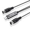 HiFing USB IN-OUT MIDI Cable One In One Out Interface 5 broches Ligne Converter PC Music Keyboard Adapter Cord Noir