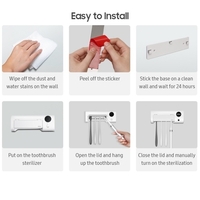 HIGOLD Brosse à Dents Désinfectant Porte-brosse à Dents Rechargeable Organisateur de Brosse à Dents sans Perçage avec Stérilisation/1500mAh Batterie/4 Emplacements pour Salle de Bains