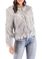 Hiver Femmes En Fausse Fourrure Manteau Solide Couleur À Manches Longues Fluffy Survêtement Court Veste Poilu Chaud Pardessus