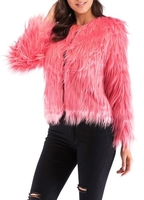 Hiver Femmes En Fausse Fourrure Manteau Solide Couleur À Manches Longues Fluffy Survêtement Court Veste Poilu Chaud Pardessus