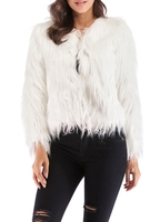 Hiver Femmes En Fausse Fourrure Manteau Solide Couleur À Manches Longues Fluffy Survêtement Court Veste Poilu Chaud Pardessus
