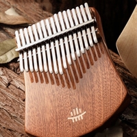 hluru 17 Touches Doigt Pouce Piano Instrument de Musique Portable Corps en Bois Massif pour Enfants Adultes Mélomane Débutants Professionnel avec Tuning Marteau Essuyer Chiffon Notes Autocollant