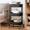 HOME ORGANIZER 3 Tier Rolling Storage Metal Utility Cart on Wheels Steel Steel Mobile Organizer Cart Mobile Storage Shelves Basket Basket for Bedroom,  Kitchen,  Bathroom,  Office,  Nursery Room,  Pantry