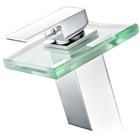 Homgeek Lavabo de salle de lavage de salle de bain moderne de haute qualité Robinet de cascade de 3 couleurs Thermomètre à LED Robinet de mélangeur à poignée unique Home Chrome chromé Chrome