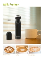 Homgeek Mélangeur à main à immersion 500W 3 en 1,  Mélangeur à main à bâton électrique à 6 vitesses avec fonction Turbo,  avec fouet en acier inoxydable,  accessoires pour mousseur à lait,  noir